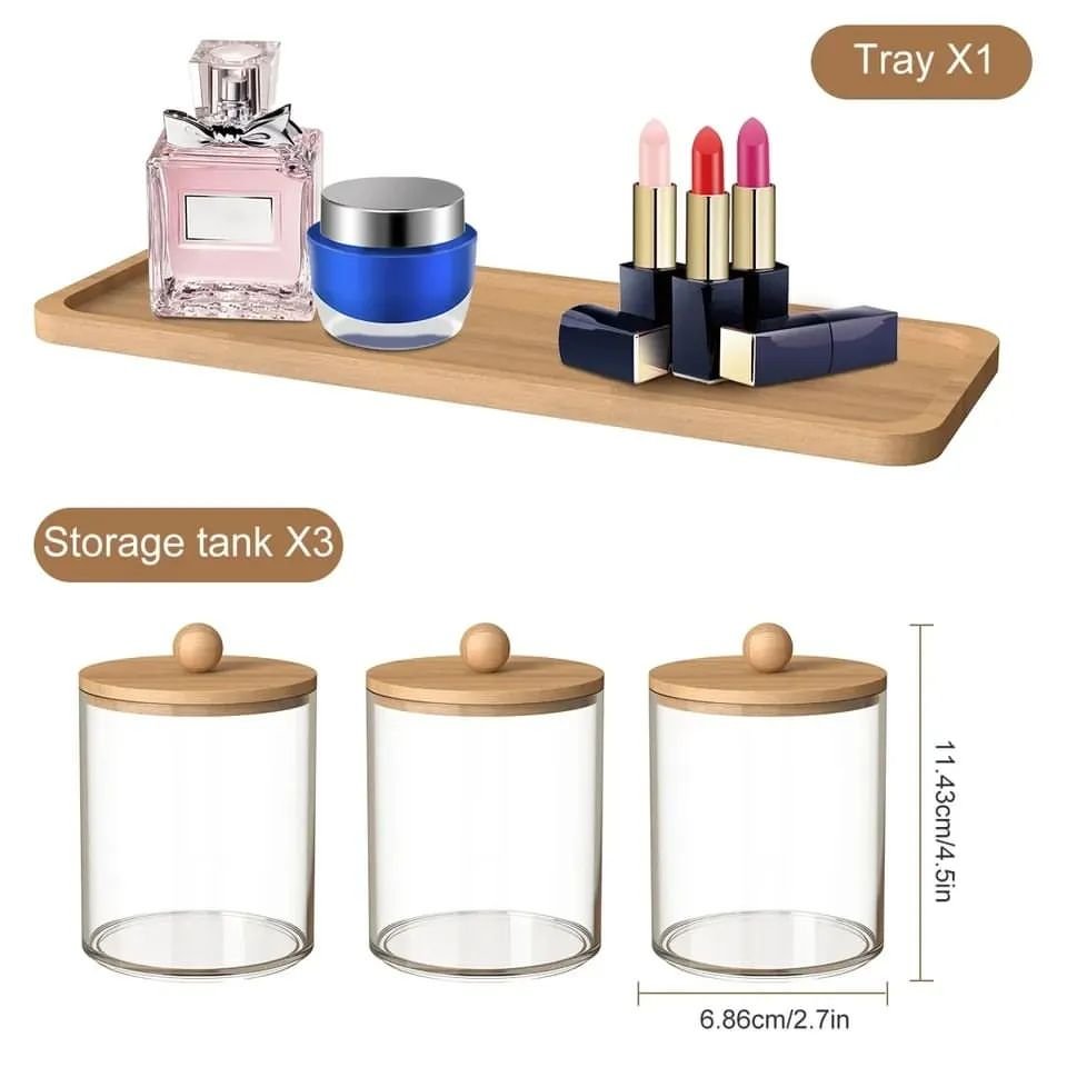 3pcs Acrylic Storage Box With Bamboo Lids | - Elegant Households KE