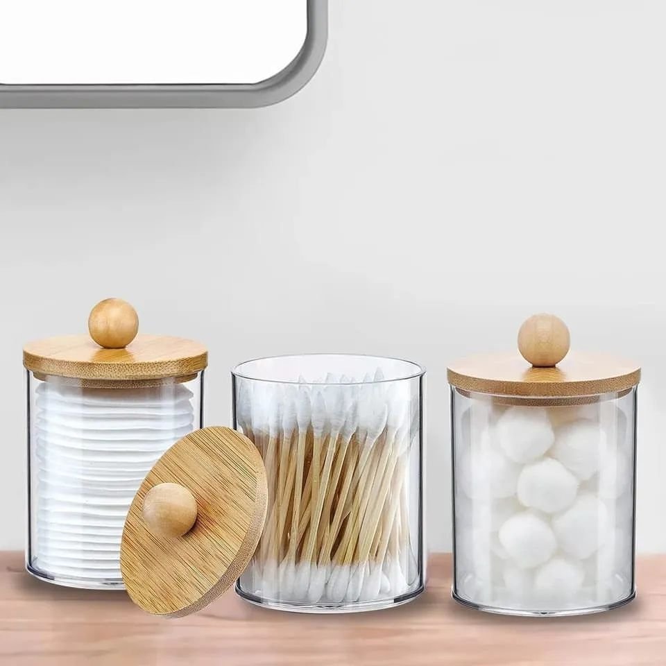 3pcs Acrylic Storage Box With Bamboo Lids | - Elegant Households KE