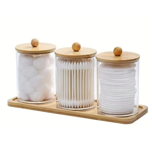 3pcs Acrylic Storage Box With Bamboo Lids | - Elegant Households KE