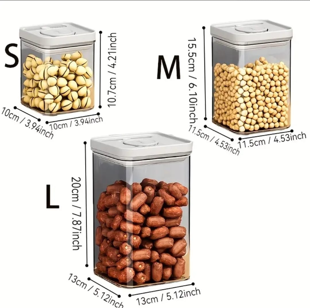 3pcs Airtight Press - to - Seal Food Storage Container with Lid | - Elegant Households KE