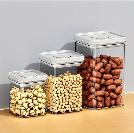 3pcs Airtight Press - to - Seal Food Storage Container with Lid | - Elegant Households KE