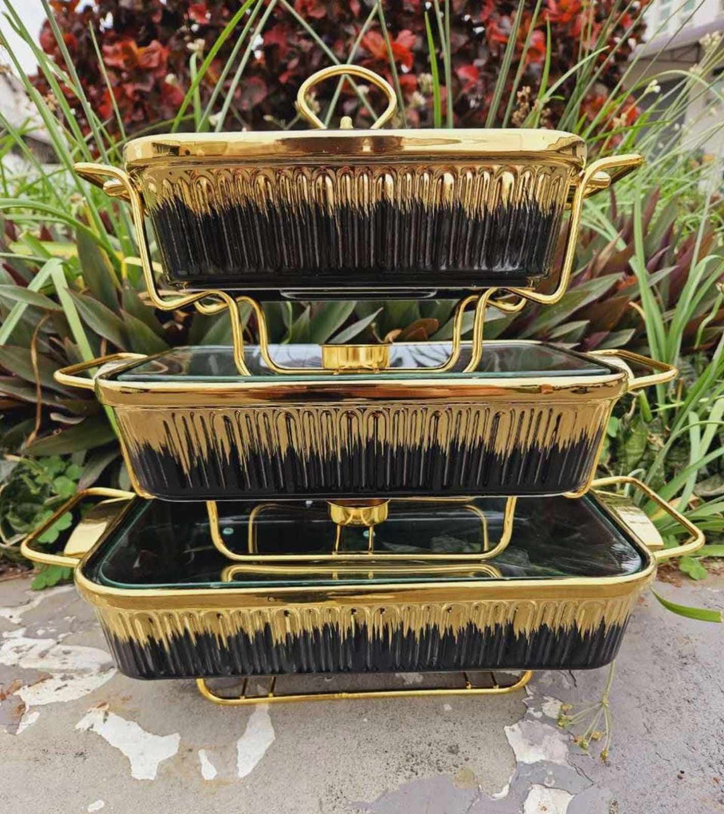3pcs ceramic food warmers | - Elegant Households KE