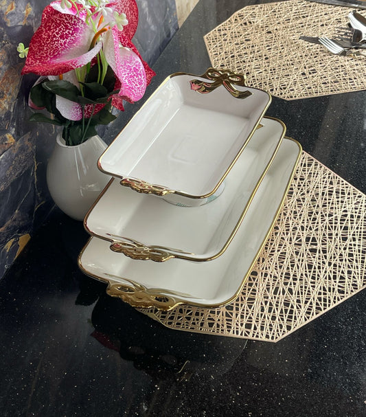 3pcs ceramic tray set | - Elegant Households KE