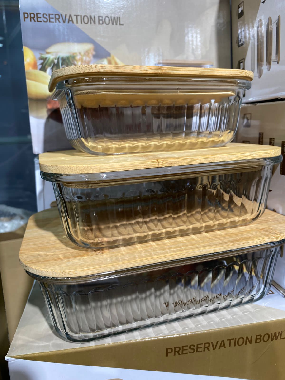 3pcs Heavy Duty Ribbed Glass Food Storage Containers | - Elegant Households KE