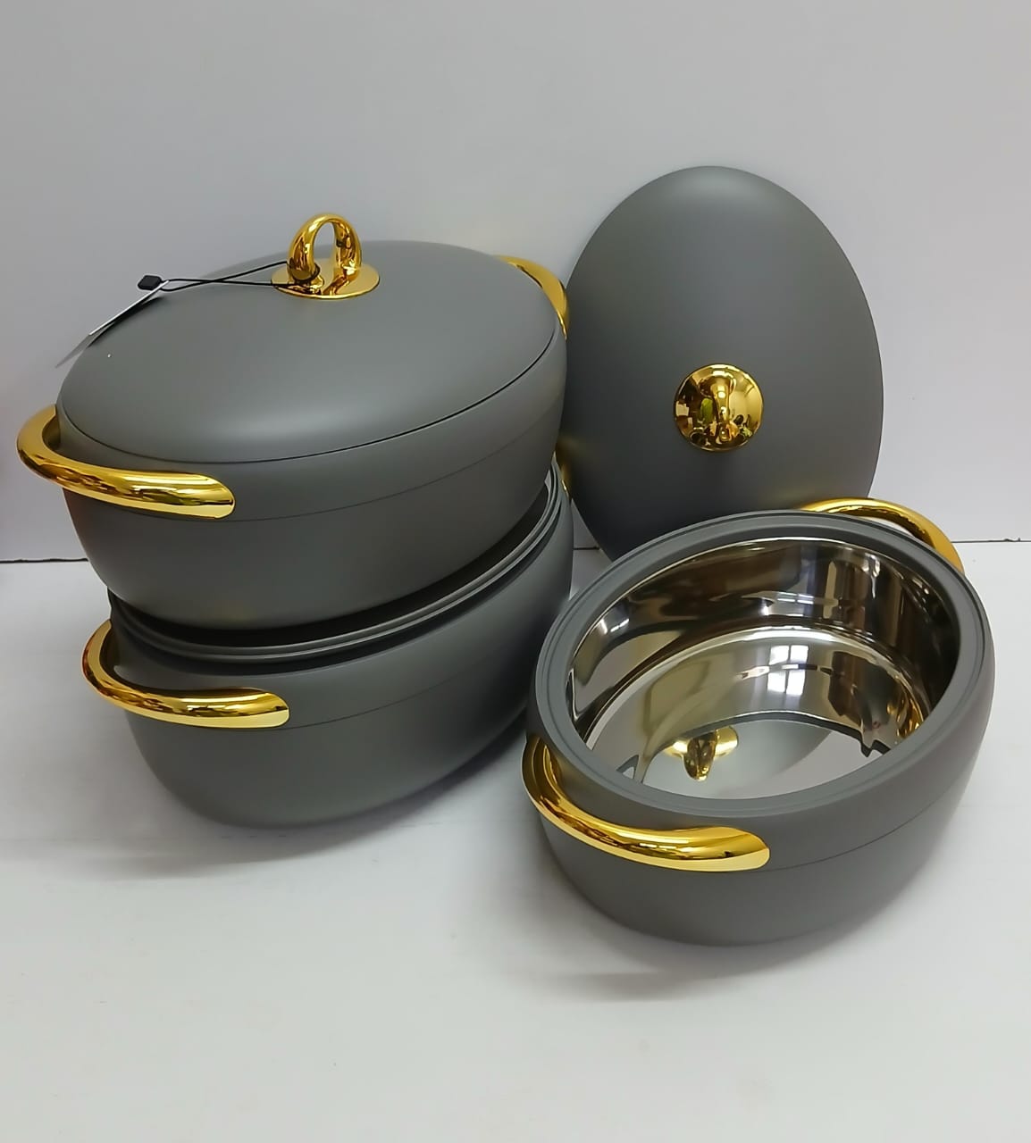 3pcs Luxury Gold Insulated Hotpot Set 2L–3L | - Elegant Households KE