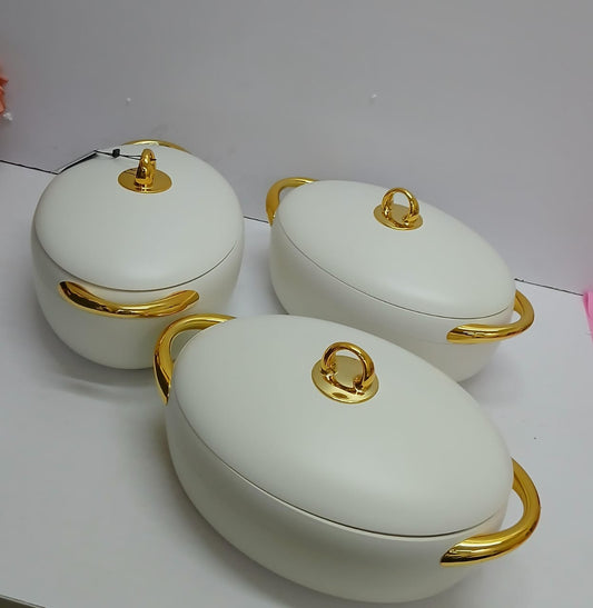 3pcs Luxury Gold Insulated Hotpot Set 2L–3L | - Elegant Households KE