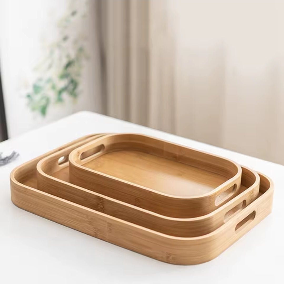 3pcs Multi - functional Bamboo Food storage Trays | - Elegant Households KE