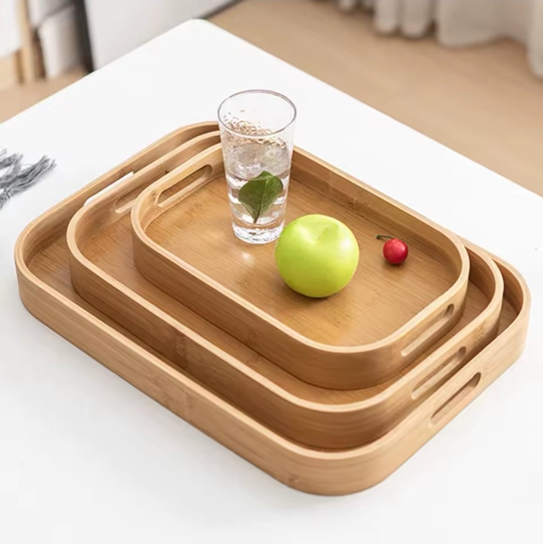 3pcs Multi - functional Bamboo Food storage Trays | - Elegant Households KE