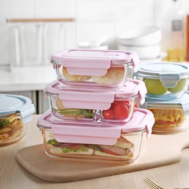 3pcs set Glass Lunch Box | - Elegant Households KE