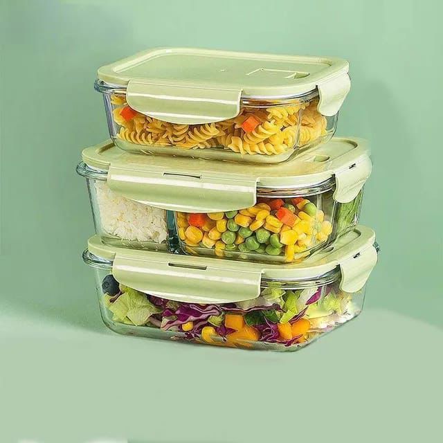3pcs set Glass Lunch Box | - Elegant Households KE