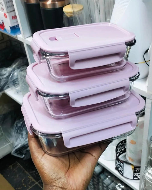 3pcs set high borosilicate food containers | - Elegant Households KE