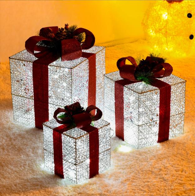 3pcs set lighted gift box | - Elegant Households KE