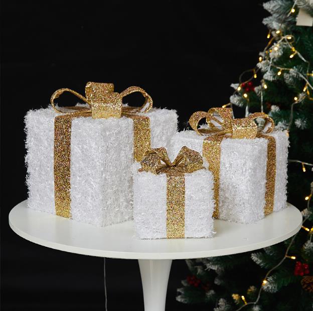 3pcs set snow lighted gift box | - Elegant Households KE