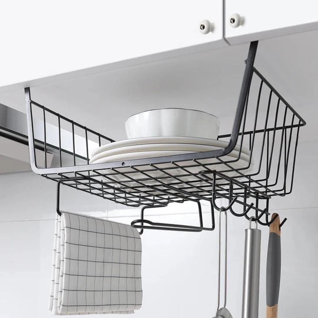 4 in 1 Metallic Under Shelf Rack with Hooks | - Elegant Households KE
