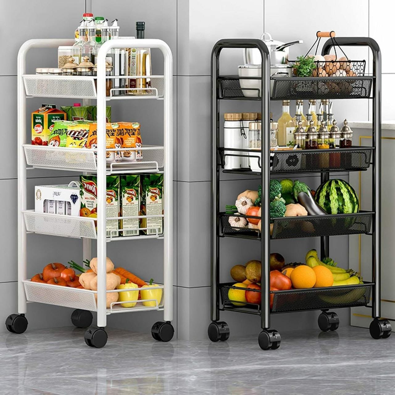 4 layer Multifunctional mesh design storage trolley | - Elegant Households KE