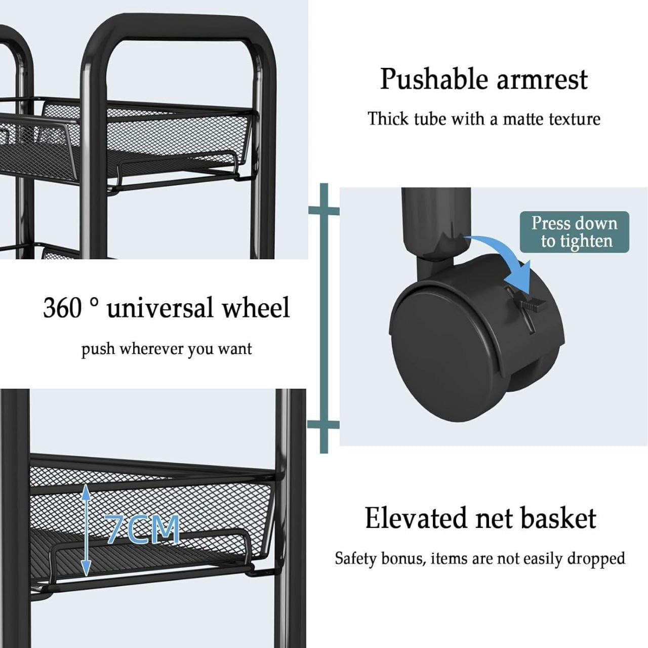 4 layer Multifunctional mesh design storage trolley | - Elegant Households KE