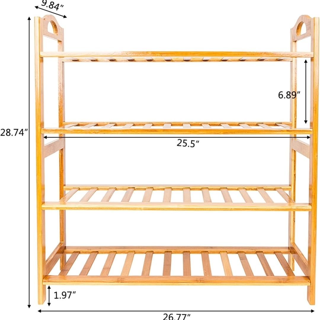 4 Layer Natural Bamboo Shoe Rack | - Elegant Households KE