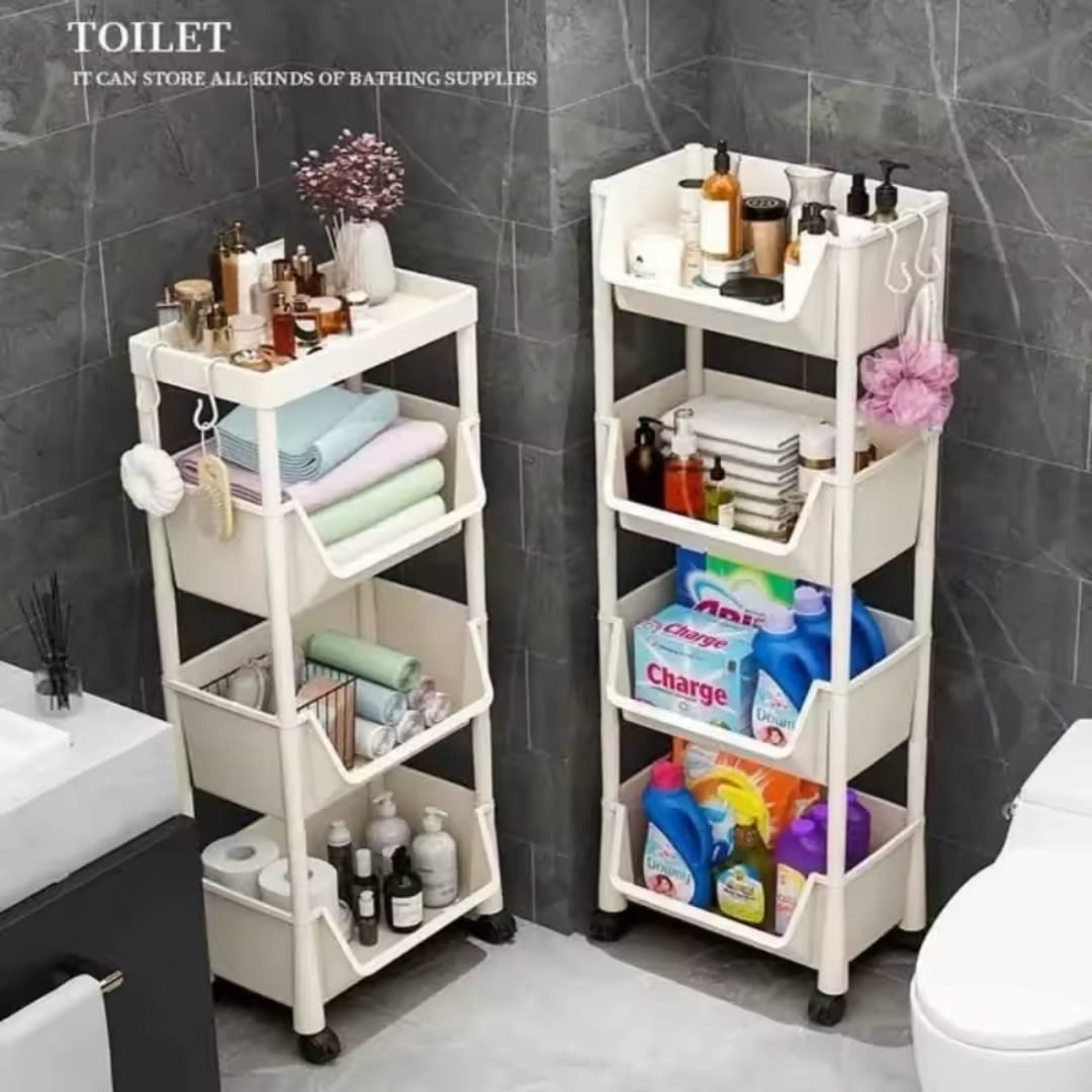 4 - Layer Rolling Storage Trolley – Bookshelf & Organizer | - Elegant Households KE