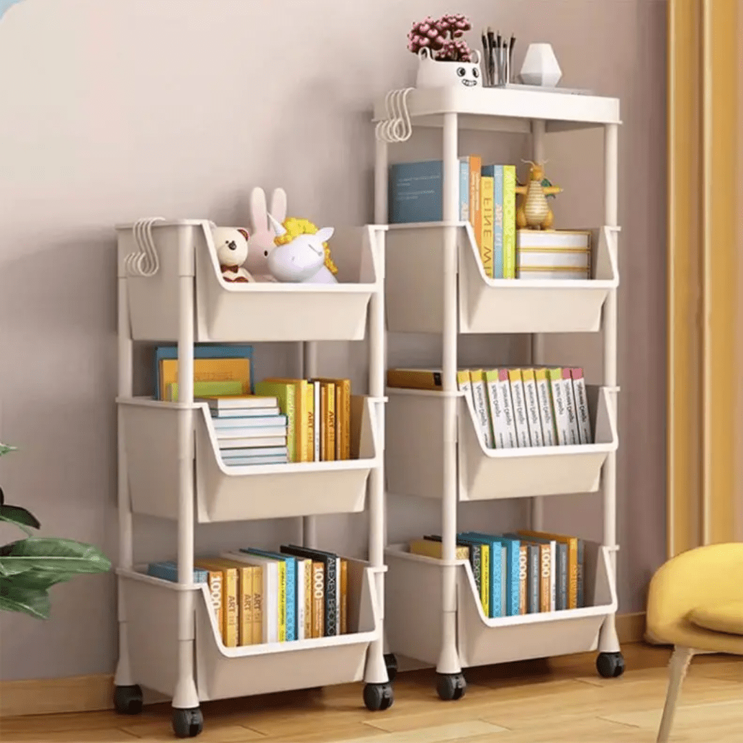 4 - Layer Rolling Storage Trolley – Bookshelf & Organizer | - Elegant Households KE