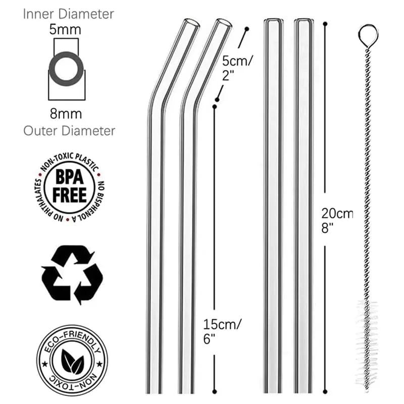 4 Pcs Reusable Glass Straws | - Elegant Households KE