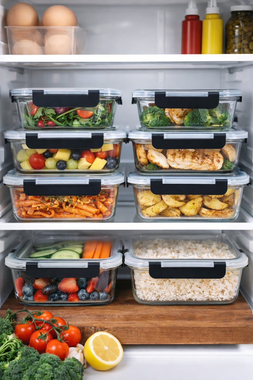 4 - Piece Glass Food Container Set | Airtight, Leakproof Lids | - Elegant Households KE