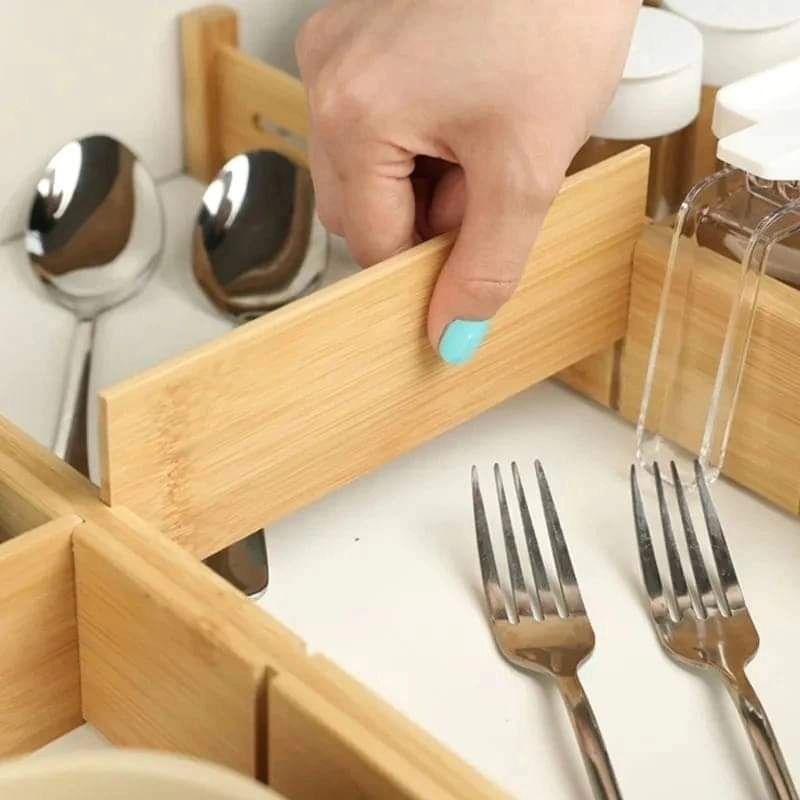 4 Set Bamboo Drawer Divider with Inserts | - Elegant Households KE