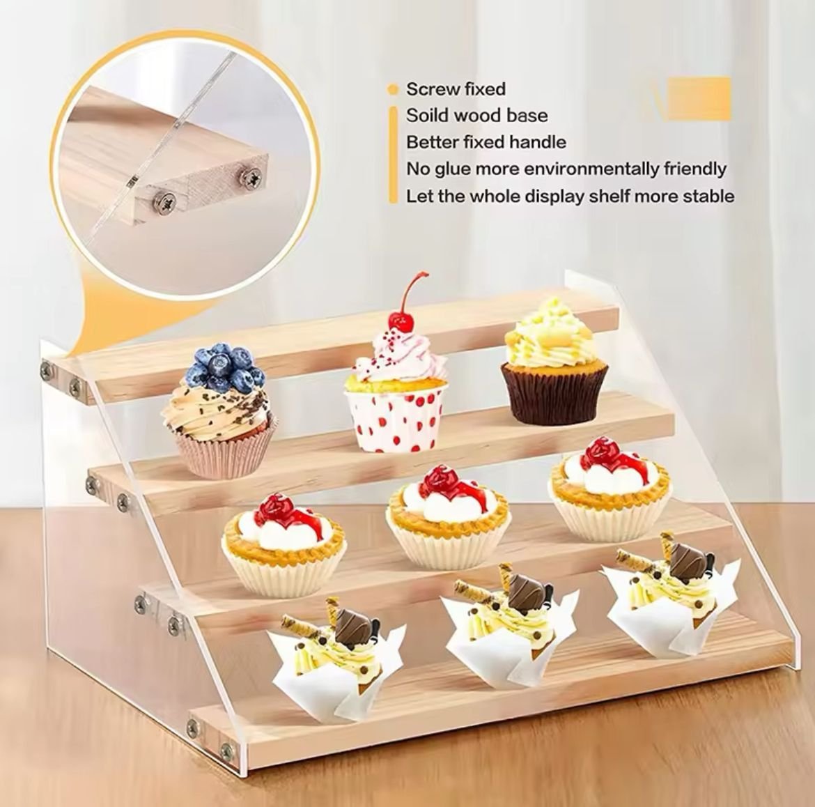 4 Tier Bamboo and Acrylic multi purpose stand | - Elegant Households KE