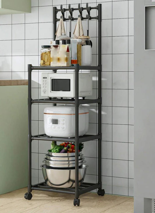 4 tier multipurpose rack with hooks | - Elegant Households KE