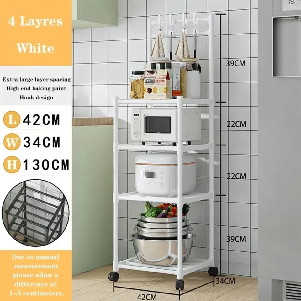 4 tier multipurpose rack with hooks | - Elegant Households KE