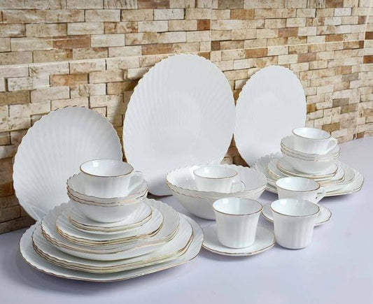 40pcs Shell Gold Rimmed Dinner Set | - Elegant Households KE