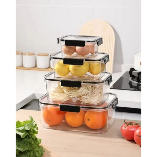 4pc Transparent Sealed Refrigerator Food Container | - Elegant Households KE
