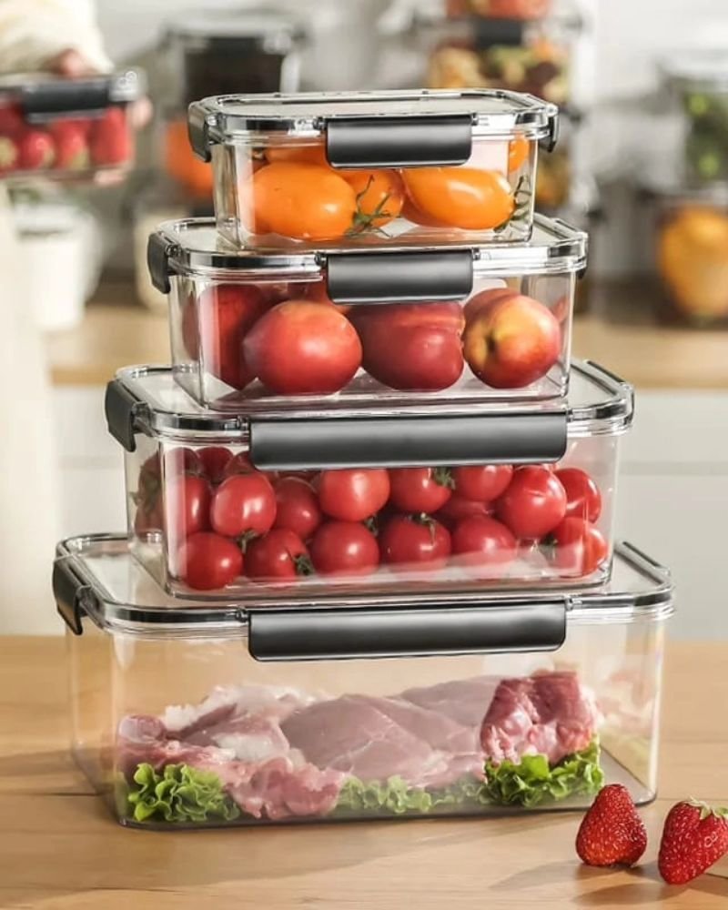 4pc Transparent Sealed Refrigerator Food Container | - Elegant Households KE