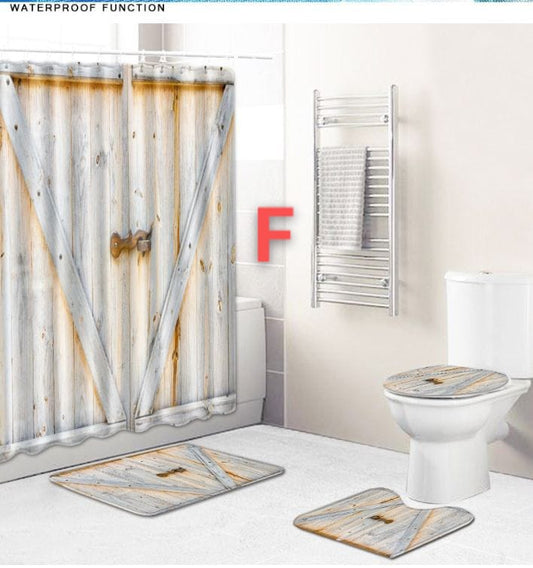 4Pcs Bathroom shower curtains set | - Elegant Households KE