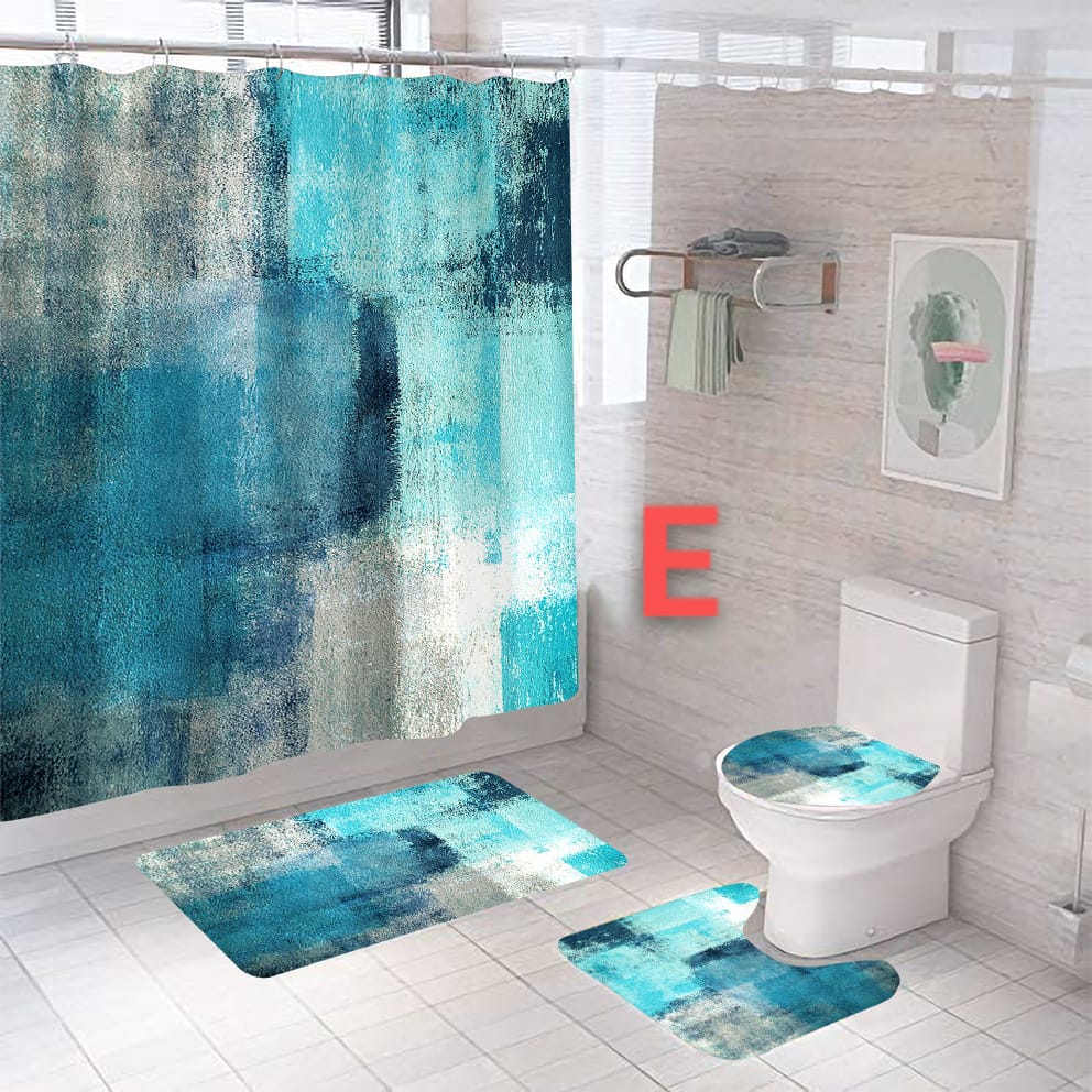 4Pcs Bathroom shower curtains set | - Elegant Households KE
