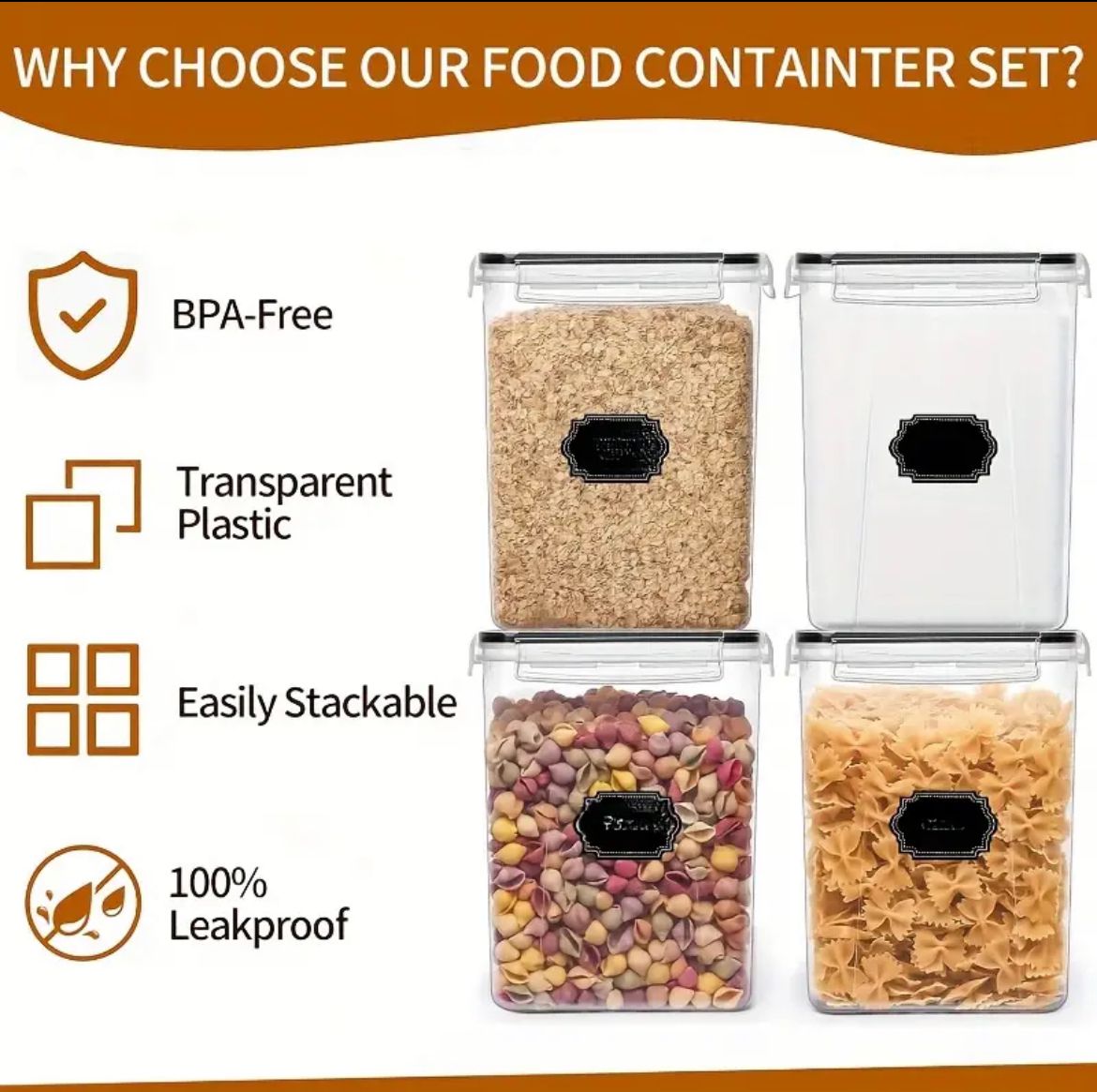 4pcs BPA free airtight Food storage containers. | - Elegant Households KE