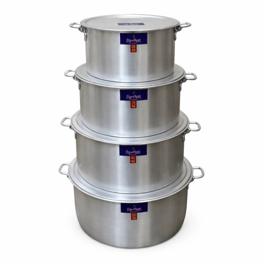 4pcs Extra Heavy Aluminum Sufurias Set 50L–110L | - Elegant Households KE