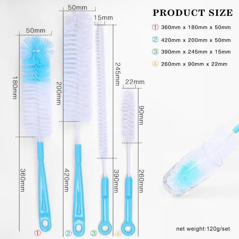 4Pcs Long Handle Cleaning Brush Set | - Elegant Households KE
