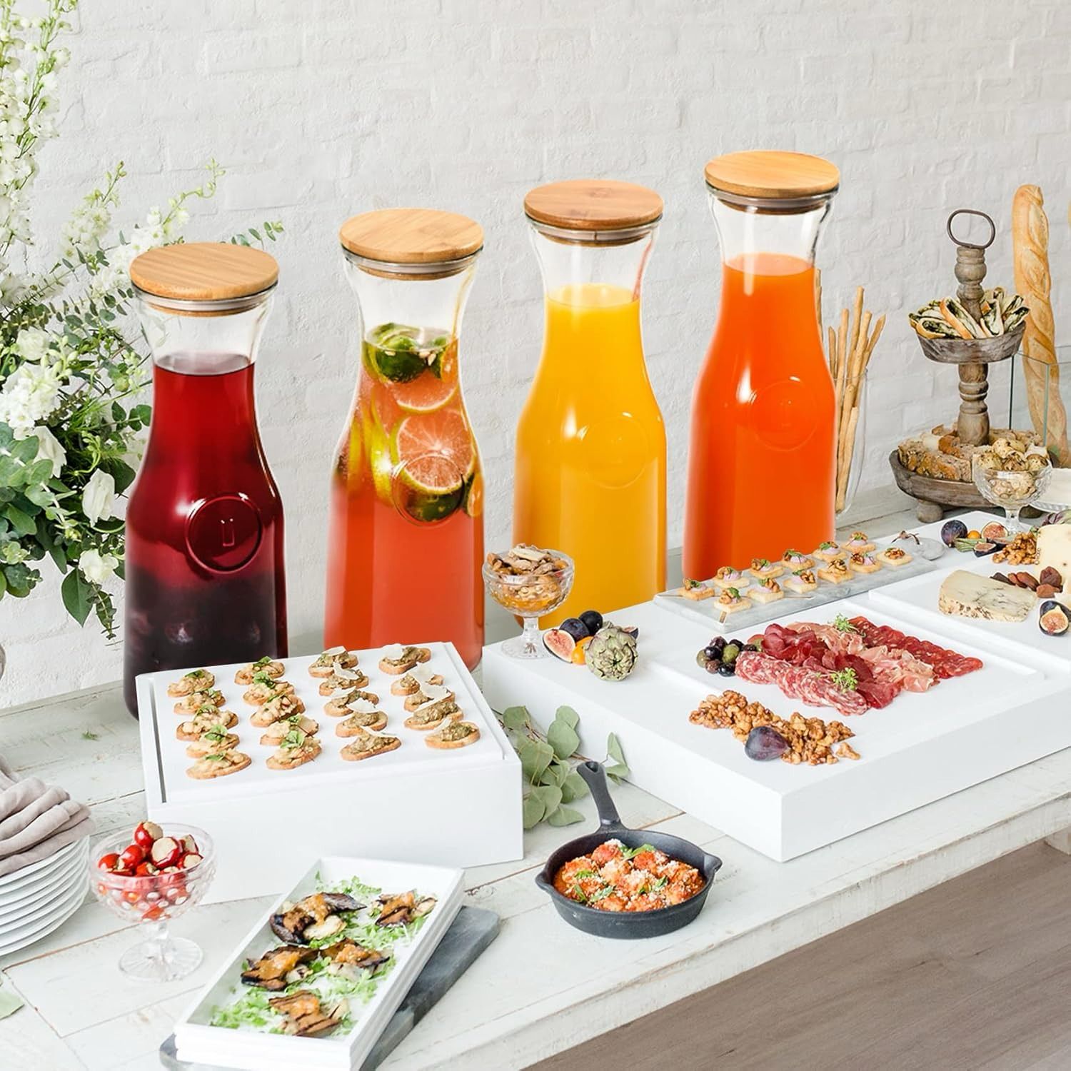 4pcs set Glass Carafe Pitchers | - Elegant Households KE