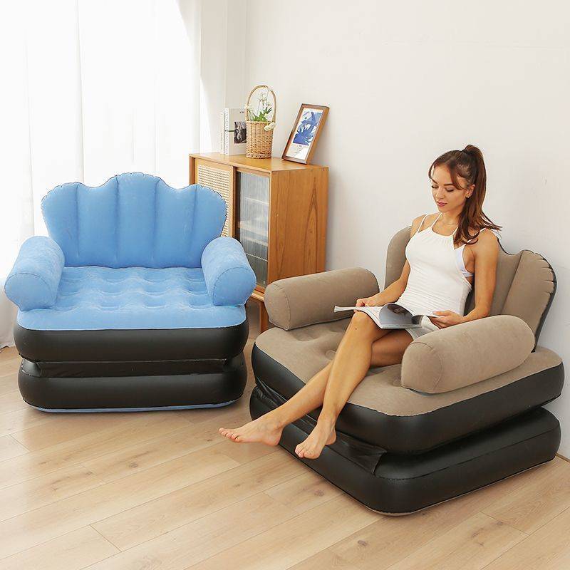 5 in 1 inflatable Couch lazy Sofa bed with L - shaped armrest | - Elegant Households KE