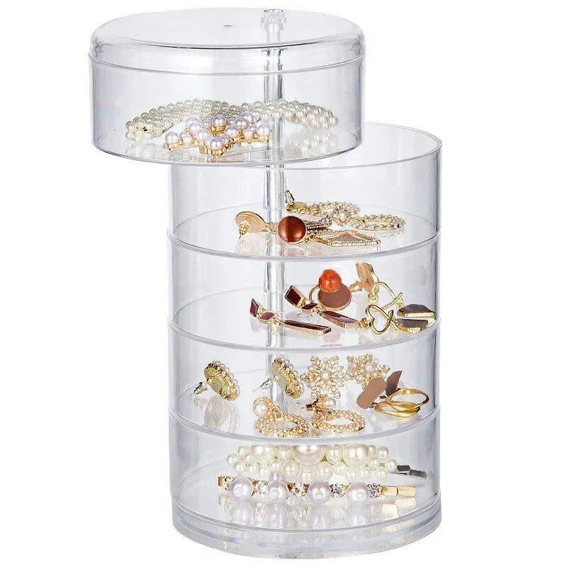 5 Layer Multifunction Rotatable Jewelry Storage Box Cylinder | - Elegant Households KE