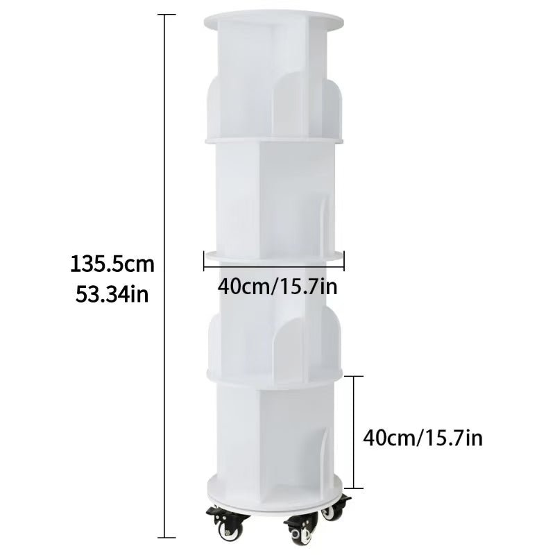 5 Tier 360° stackable bookshelf organizer with wheels | - Elegant Households KE