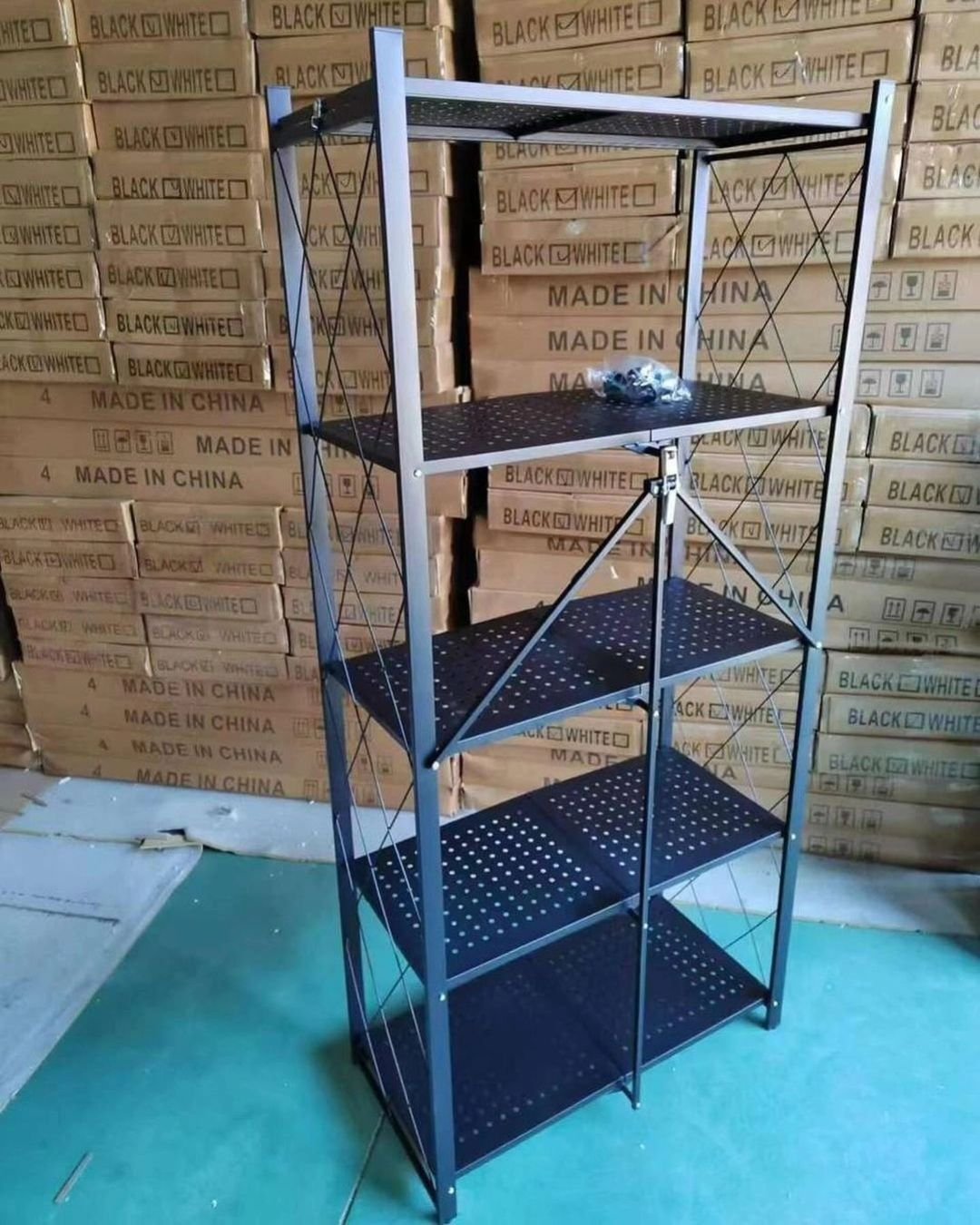 5 - Tier Foldable Movable Metallic Storage Rack | - Elegant Households KE