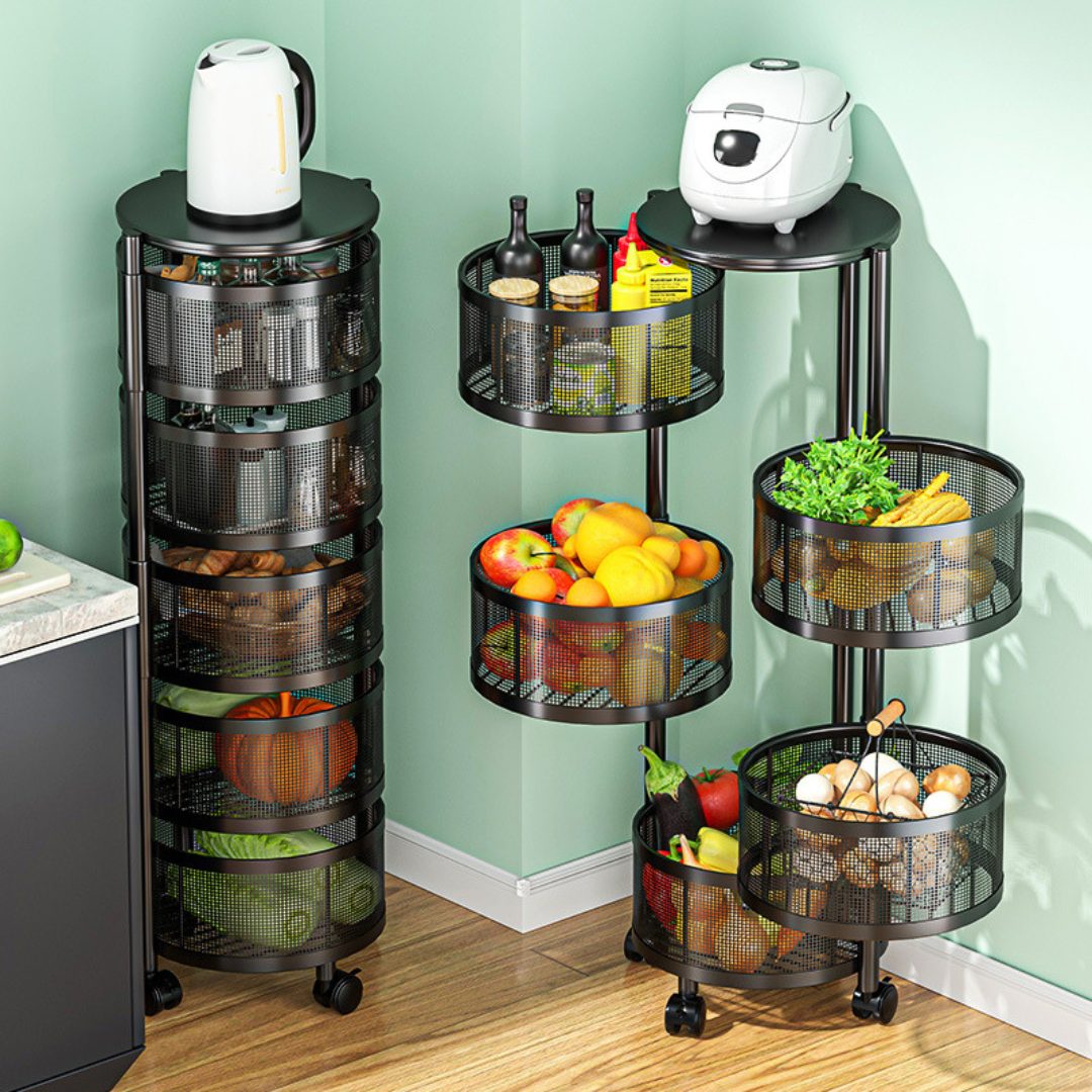 5 Tier Round Design Rotating Fruit Vegetable Rack | - Elegant Households KE