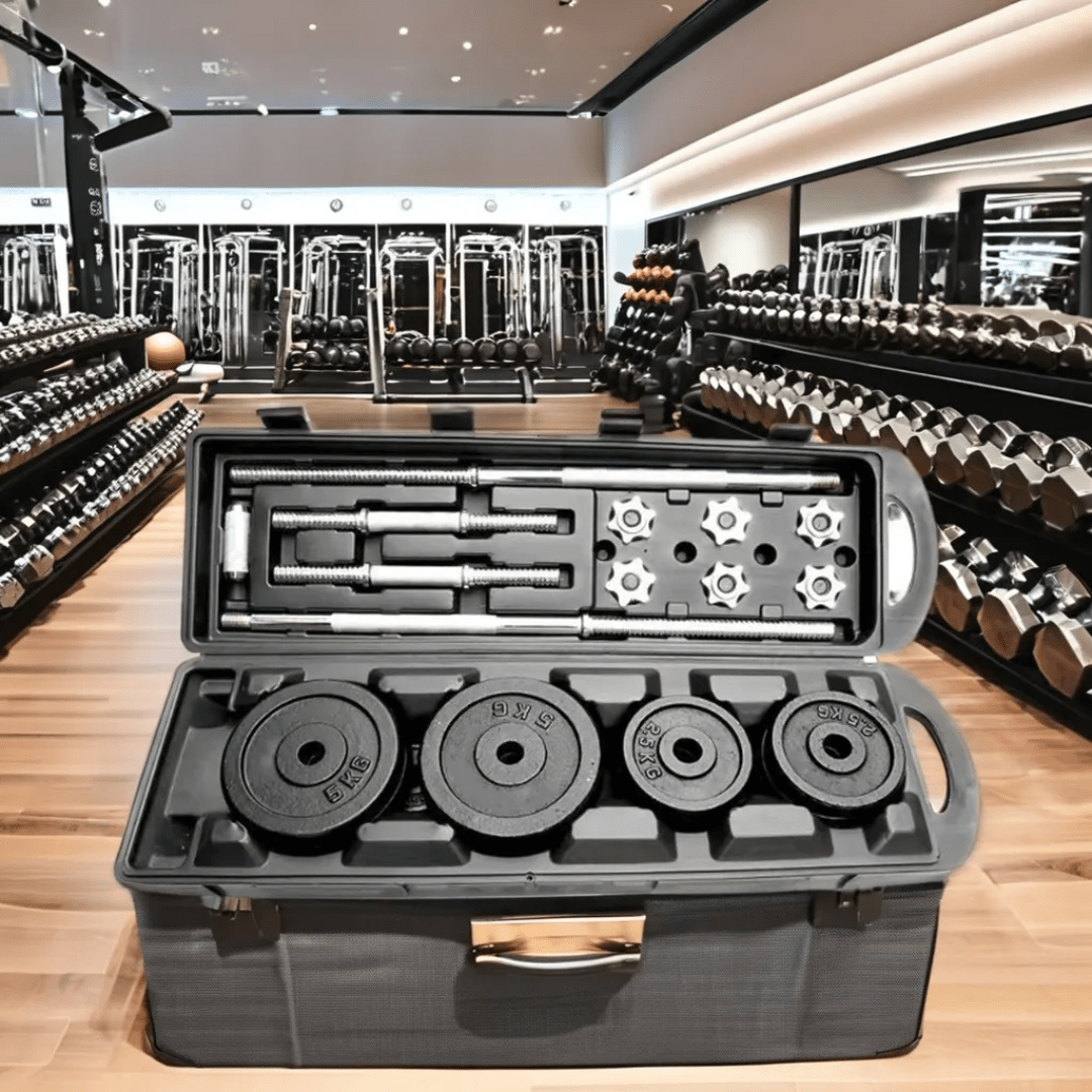 50KG York Barbell and Dumbbell Set – Cast Iron Weightlifting Kit | - Elegant Households KE