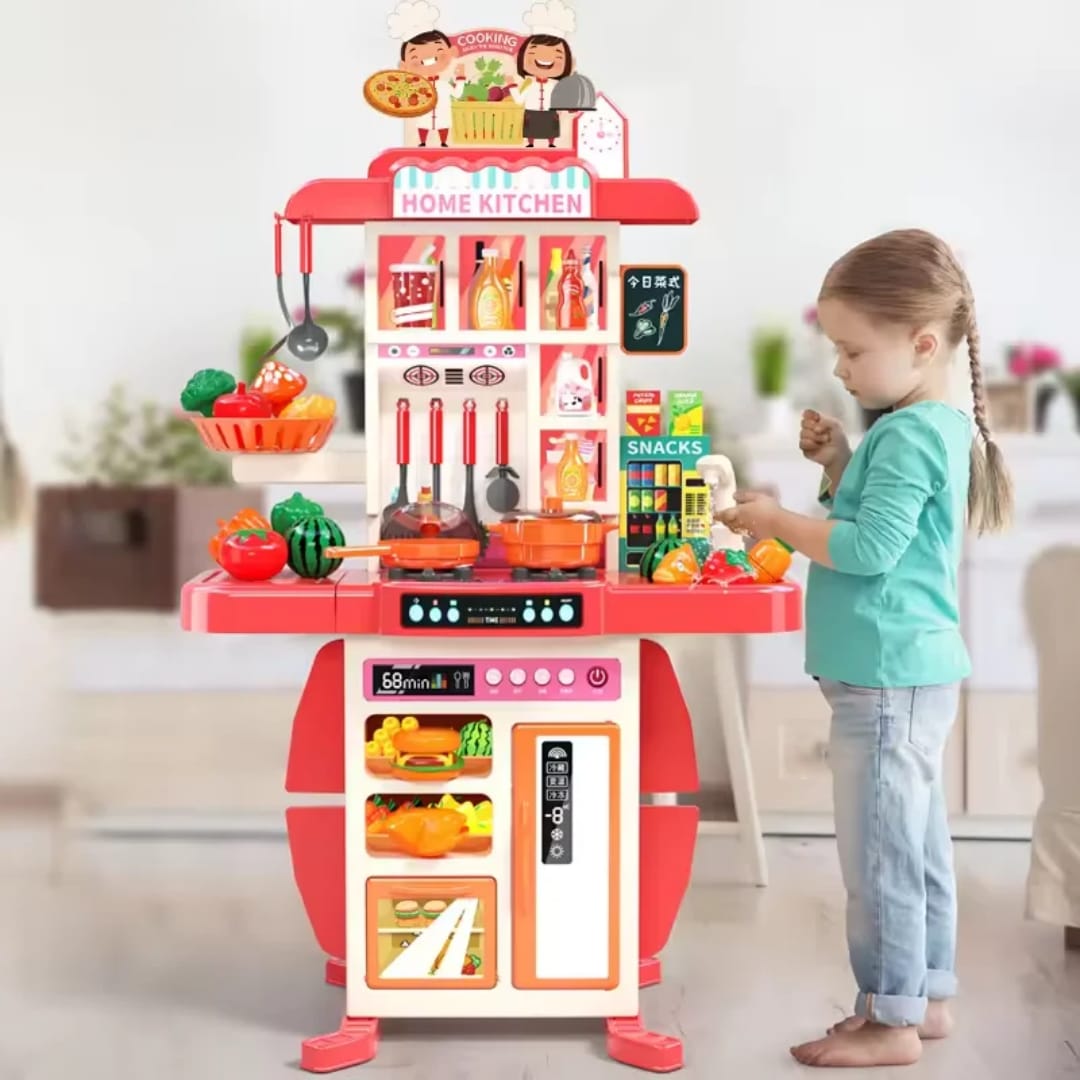 54 - Piece Kids Kitchen Play Set with Accessories & Pretend Cooking | - Elegant Households KE