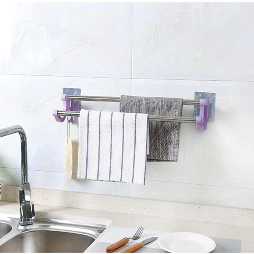 54cm Self Adhesive Double Pole Towel Holder | - Elegant Households KE