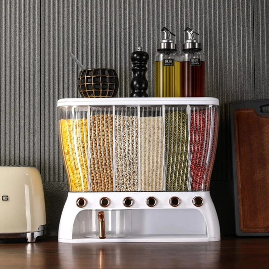 Acrylic Partitioned Rice/Cereal Dispenser 