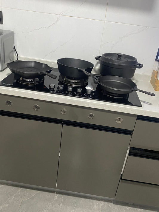 5pcs Heavy duty Cast Iron Combo Set | - Elegant Households KE
