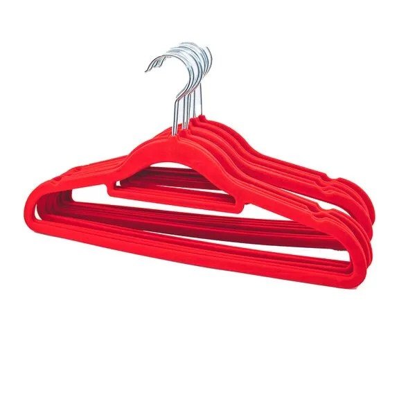 5pcs pack Red &amp; Black Velvet Hangers | - Elegant Households KE