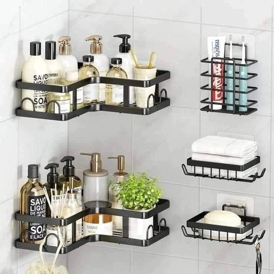 5pcs Set Corner Shower Caddy Shelf/Bathroom Organizer | - Elegant Households KE